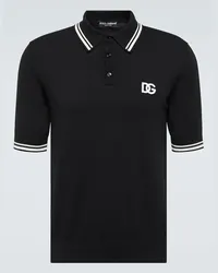 Dolce & Gabbana Polo in piqué di cotone con logo Nero