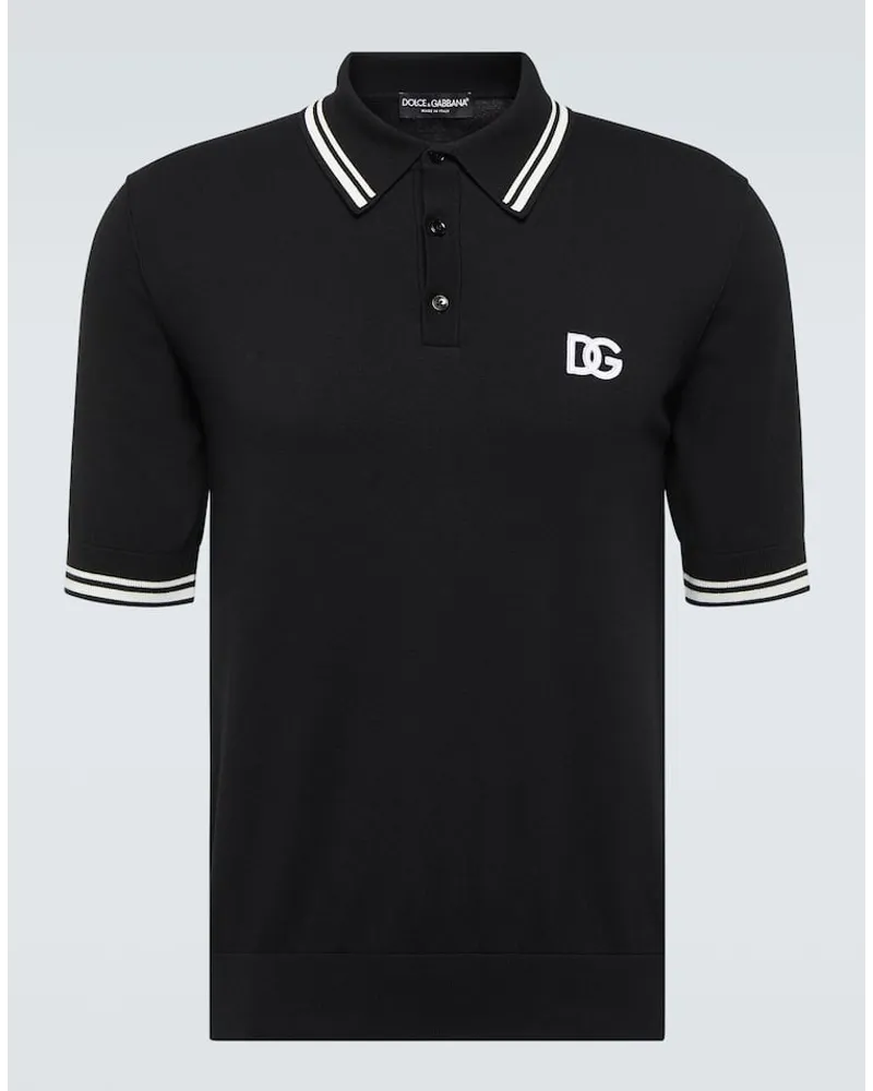 Dolce & Gabbana Polo in piquÃ© di cotone con logo Nero