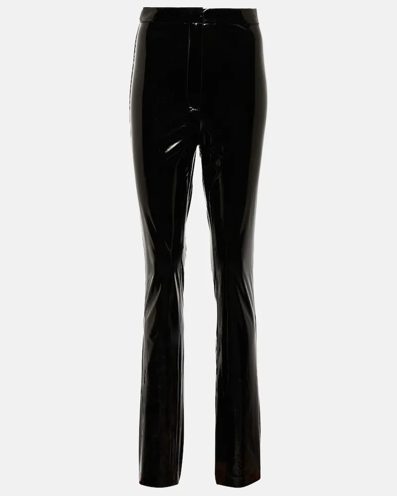 ROTATE Birger Christensen Pantaloni slim coated a vita alta Nero