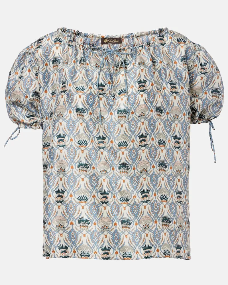 Loro Piana Top Rose in seta con stampa Multicolore