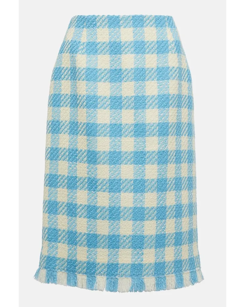 Oscar de la Renta Gonna midi in lana a quadri Blu