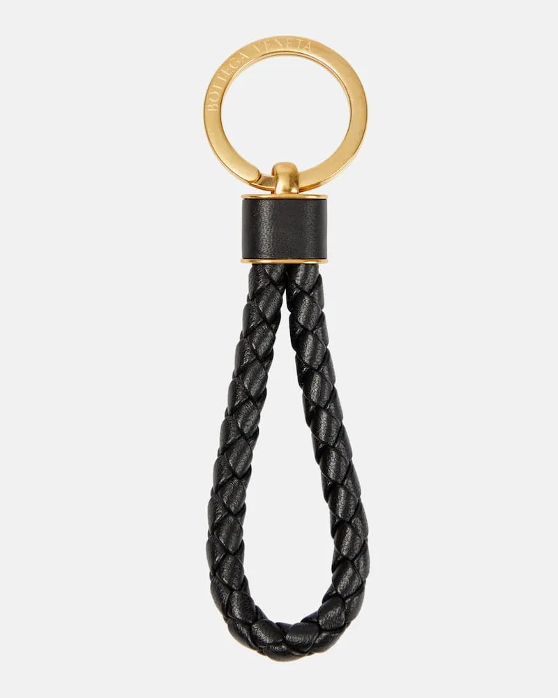 Bottega Veneta Portachiavi in pelle intrecciata Nero