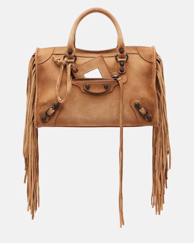 Balenciaga Borsa a spalla Le City Small in pelle Beige