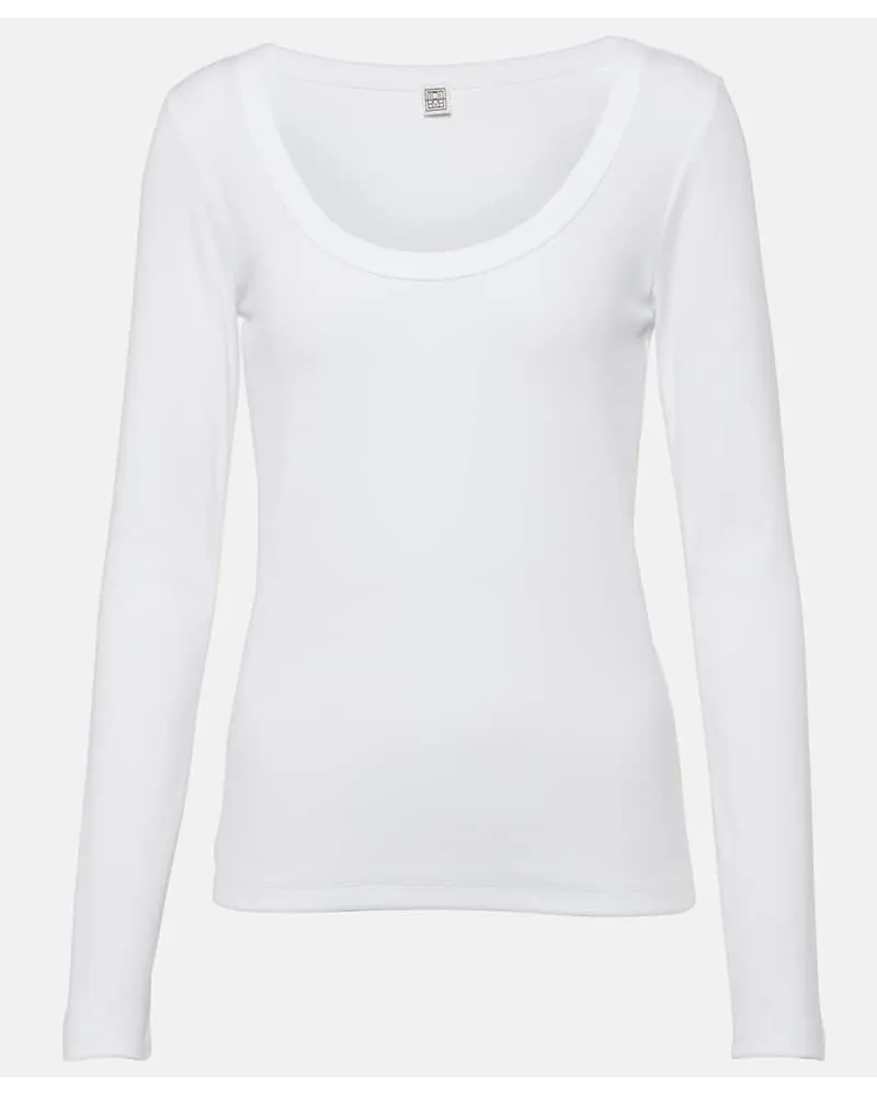 Totême Top in jersey di cotone a coste Bianco