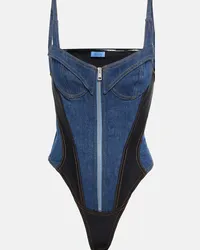 Thierry Mugler Body di jeans con pannelli Multicolore