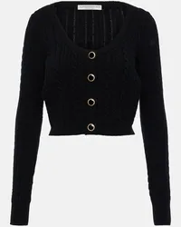 Alessandra Rich Cardigan in lana a trecce Nero