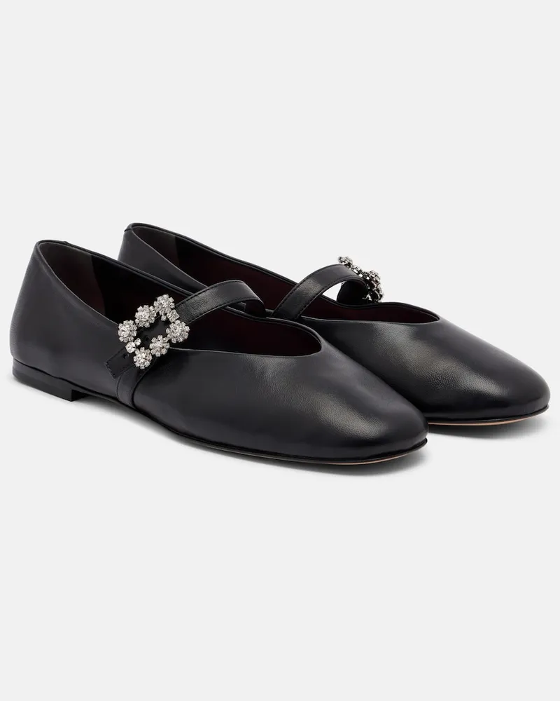 Roger Vivier Ballerine Roundy Toe in pelle con cristalli Nero