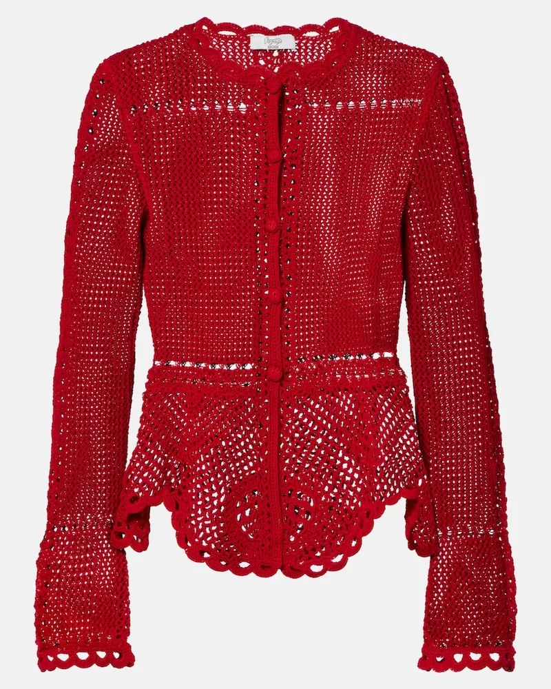 Erdem Cardigan in crochet di cotone Rosso