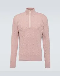 Loro Piana Pullover in cashmere a trecce con zip Rosa