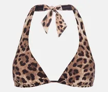 Top bikini a stampa leopardata