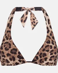 Dolce & Gabbana Top bikini a stampa leopardata Beige