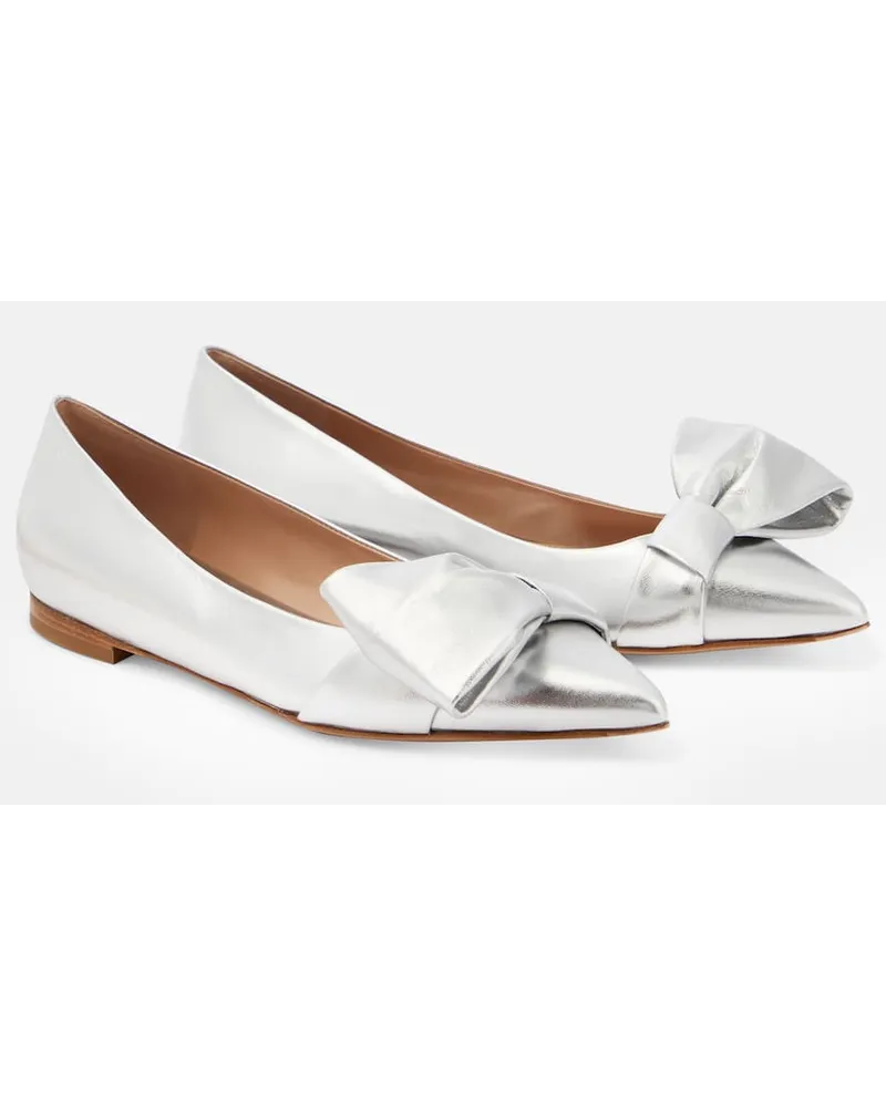 Gianvito Rossi Ballerine in pelle con fiocco Argento
