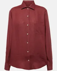 Loro Piana Camicia Neo André in lino Rosso