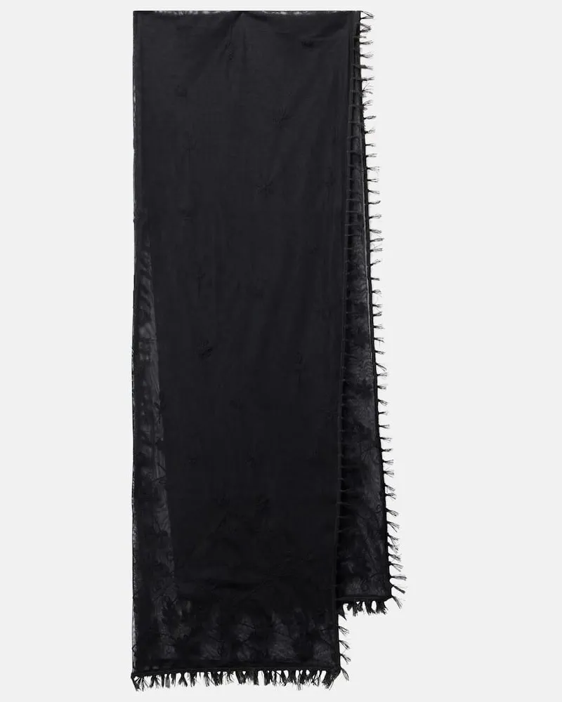 Totême Sciarpa in tulle con ricamo Nero