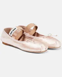 Miu Miu Ballerine in raso con logo Rosa