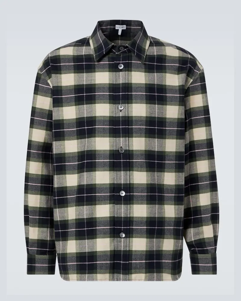 Loewe Camicia in flanella di cotone a quadri Verde