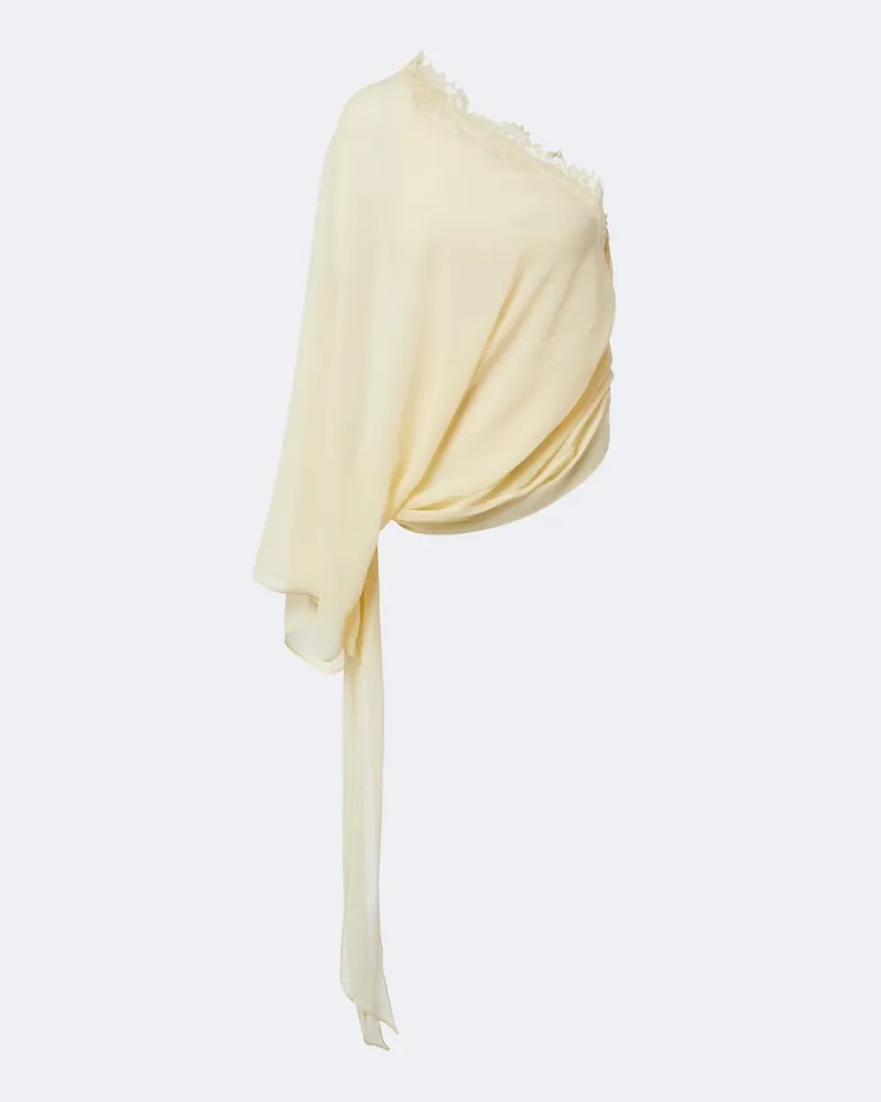 De La Vali Top Elia in georgette monospalla Beige