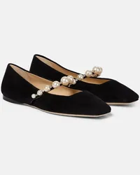 Jimmy Choo Ballerine Ade in suede con decorazioni Nero