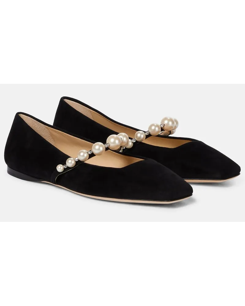 Jimmy Choo Ballerine Ade in suede con decorazioni Nero