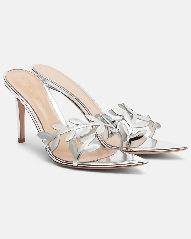 Gianvito Rossi Mules Flavia in pelle metallizzata Argento