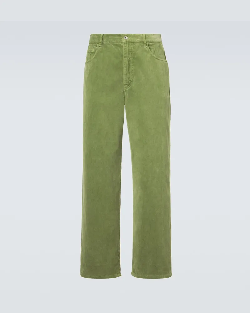 AURALEE Pantaloni regular in velluto di cotone Verde