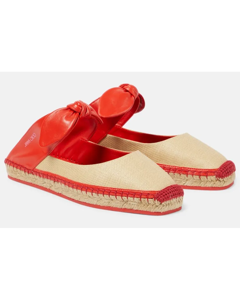 Jimmy Choo Slippers espadrillas Reka in rafia e pelle Rosso