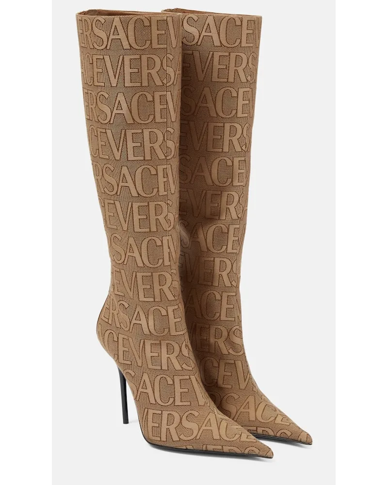 Versace Stivali al ginocchio Versace Allover Marrone