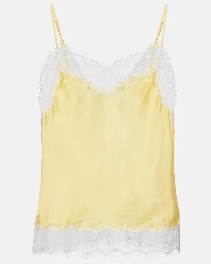 Poupette St Barth Top Zely in satin con pizzo Giallo