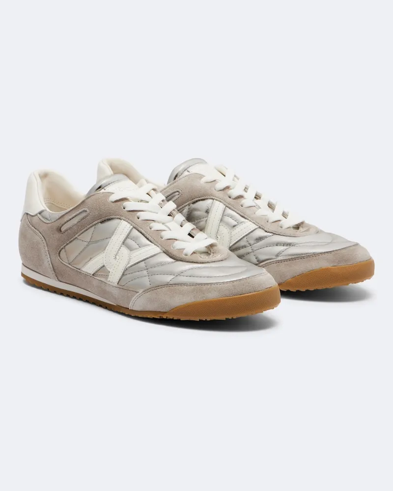 Veronica Beard Sneakers in pelle matelassé con suede Argento