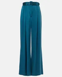 Zimmermann Pantaloni a gamba larga in seta Blu