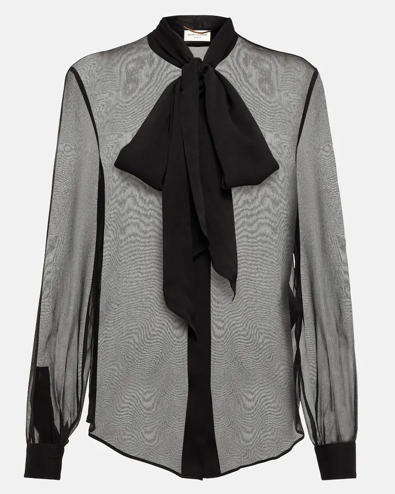 Saint Laurent Blusa con lavalliÃ¨re in seta Nero