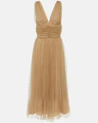 Altuzarra Abito midi Lola in tulle con ruches Beige