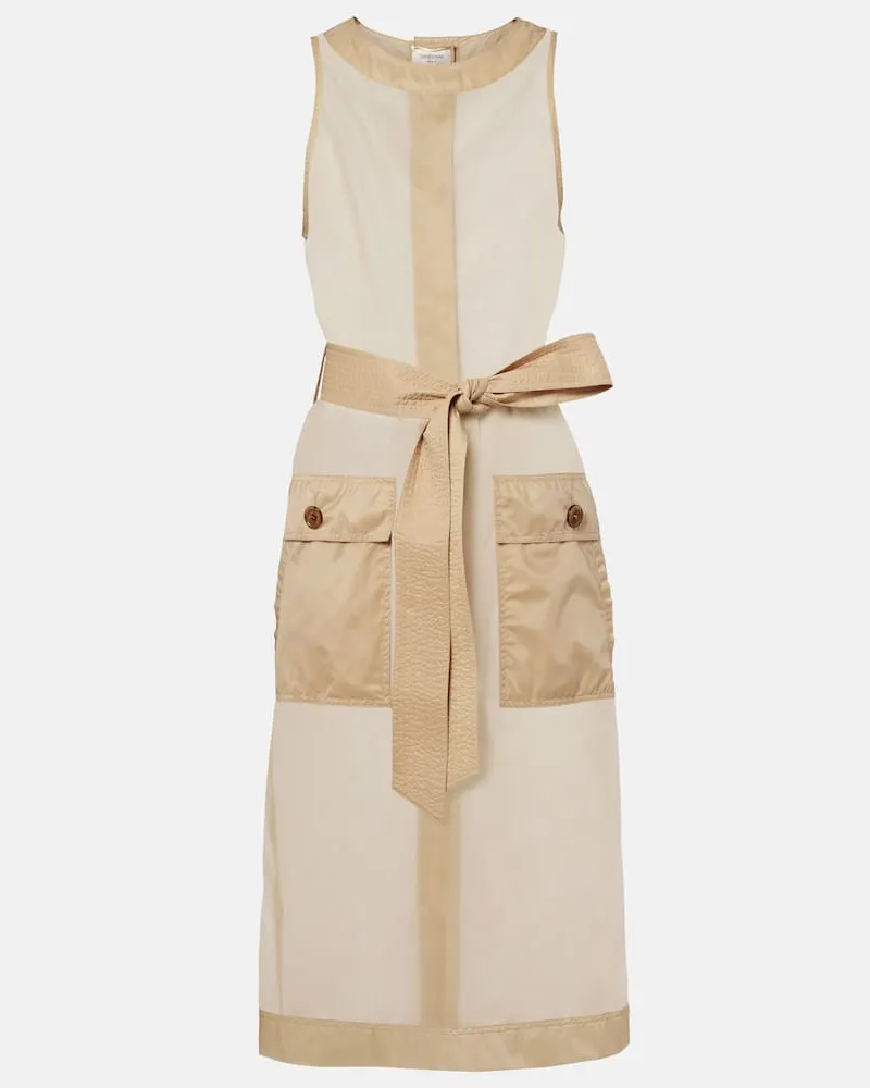 Saint Laurent Abito midi trasparente con cintura Beige