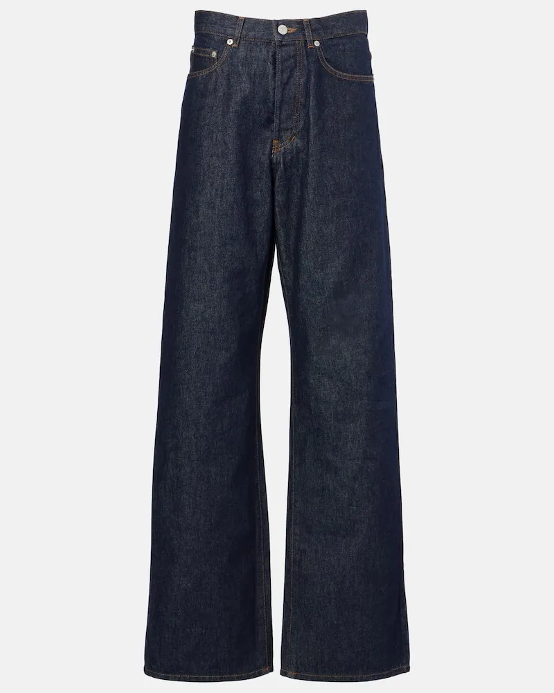 Dries van Noten Jeans a gamba larga e vita alta Blu