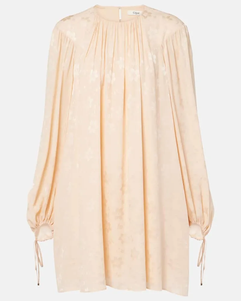 Chloé ChloÃ© Abito corto in jacquard di seta Beige