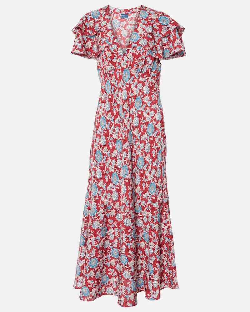 Ralph Lauren Abito midi in seta con stampa floreale Multicolore