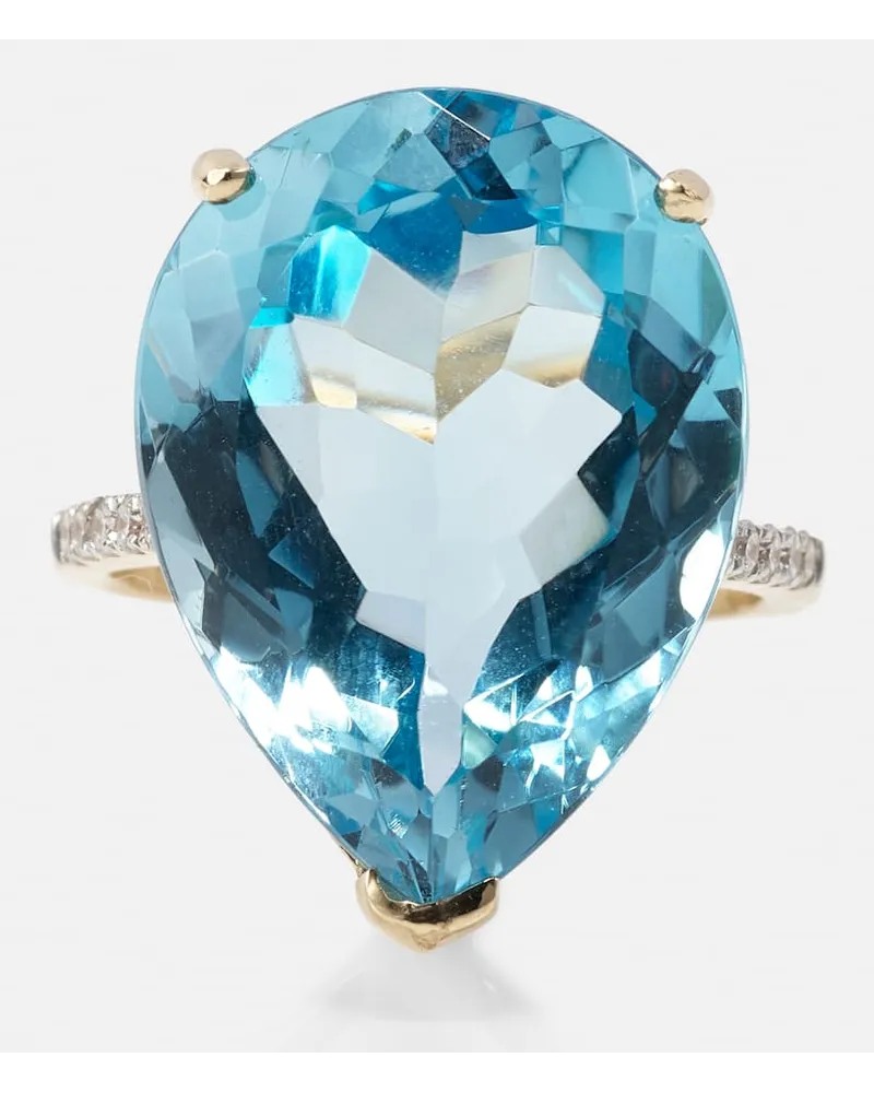 MATEO Anello in oro 14kt con topazio e diamanti Blu