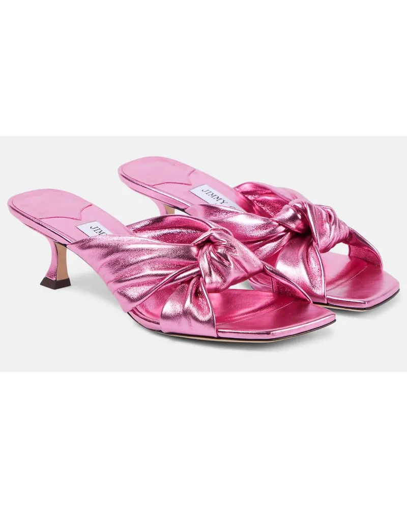 Jimmy Choo Sandali Avenue 50 in pelle metallizzata Rosa