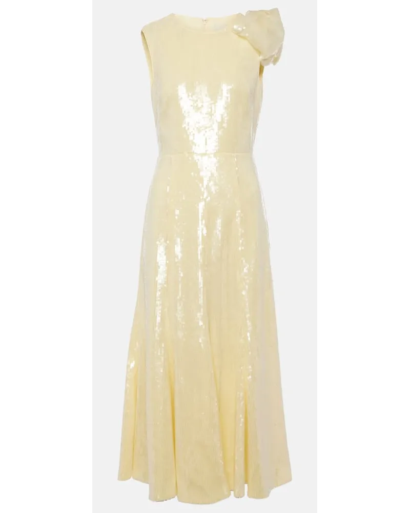 Roland Mouret Abito midi con paillettes Giallo