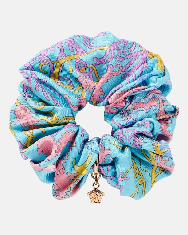 Versace Scrunchie Underwater Barocco in seta Blu