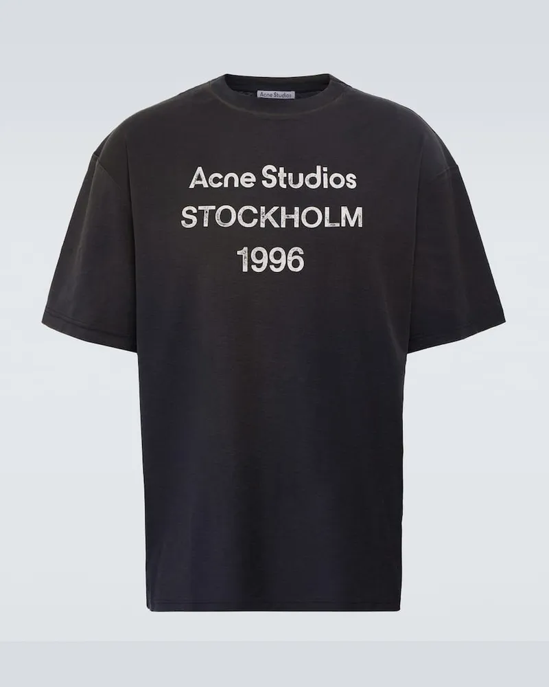 Acne Studios T-shirt in misto cotone con logo Nero