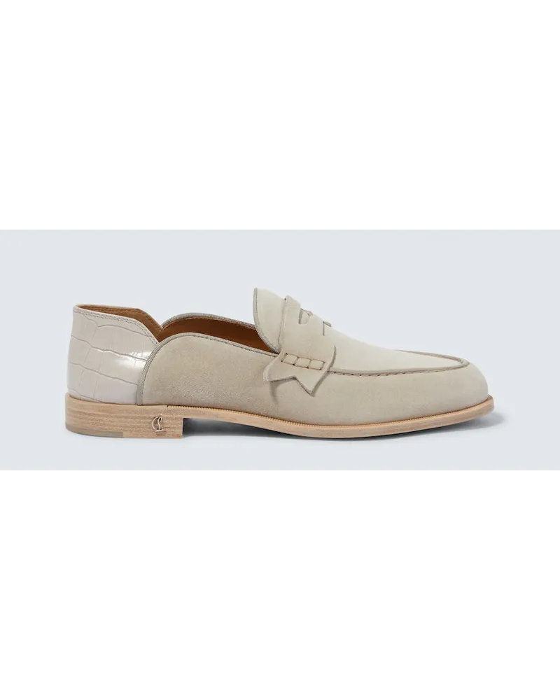 Christian Louboutin Mocassini Penny No Back in suede Neutro