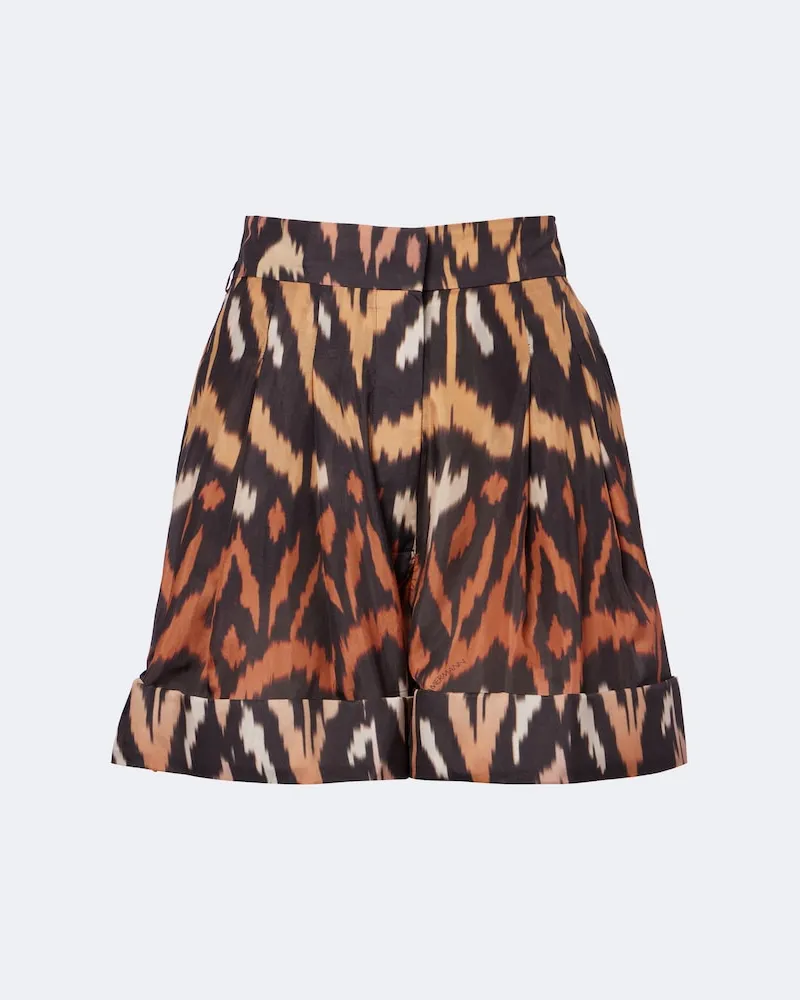 Zimmermann Shorts Aster in seta con stampa Marrone