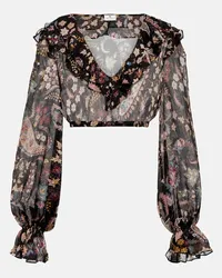 Etro Top cropped in seta con stampa paisley Multicolore