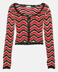 Ganni Cardigan cropped in crochet di cotone Multicolore