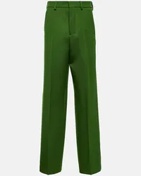 AMI Paris Pantaloni in lana vergine a gamba larga Verde