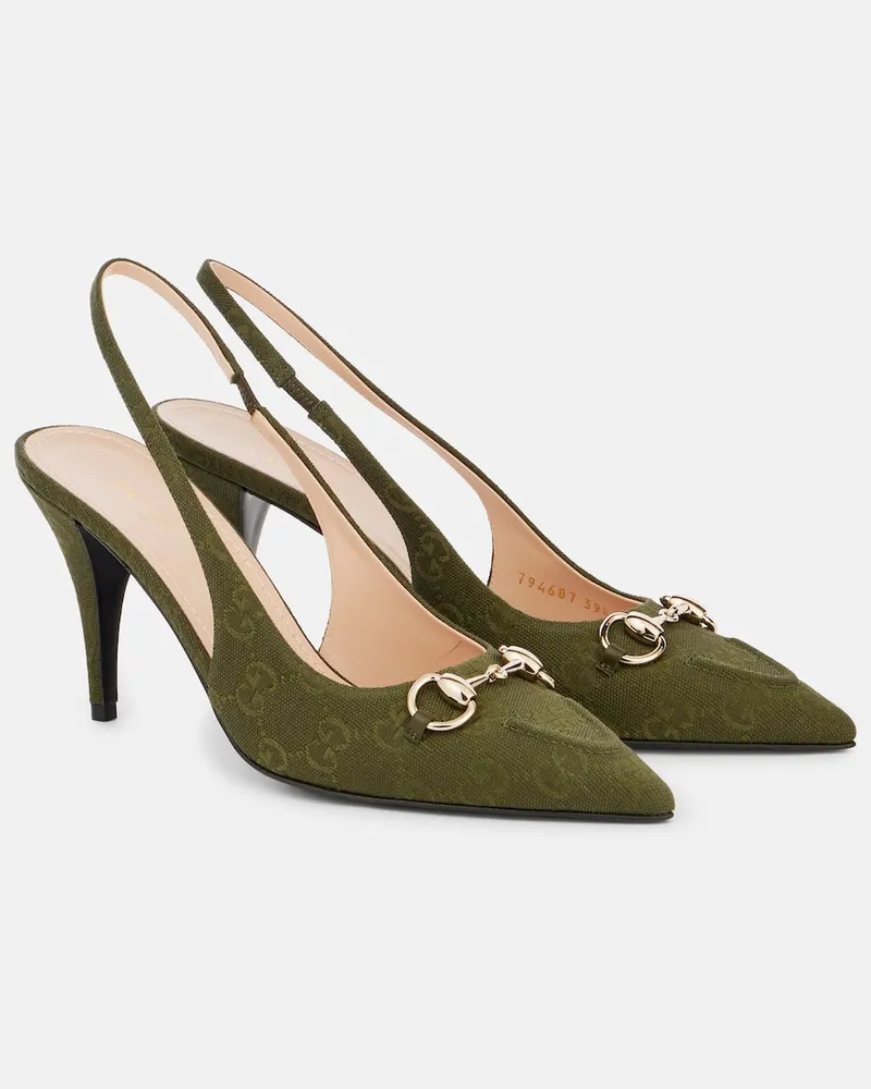 Gucci Pumps slingback 85 in canvas GG Verde