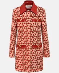 Valentino Garavani Cappotto in misto cotone con logo Rosso