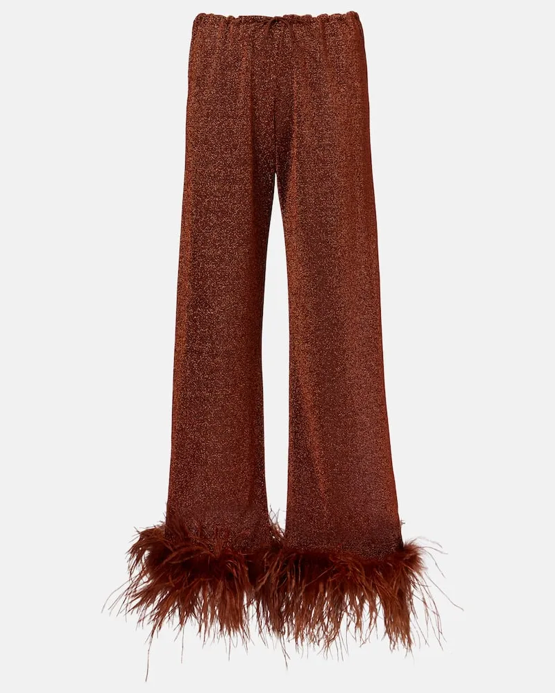 Oséree OsÃ©ree Pantaloni LumiÃ¨re Plumage con piume Marrone