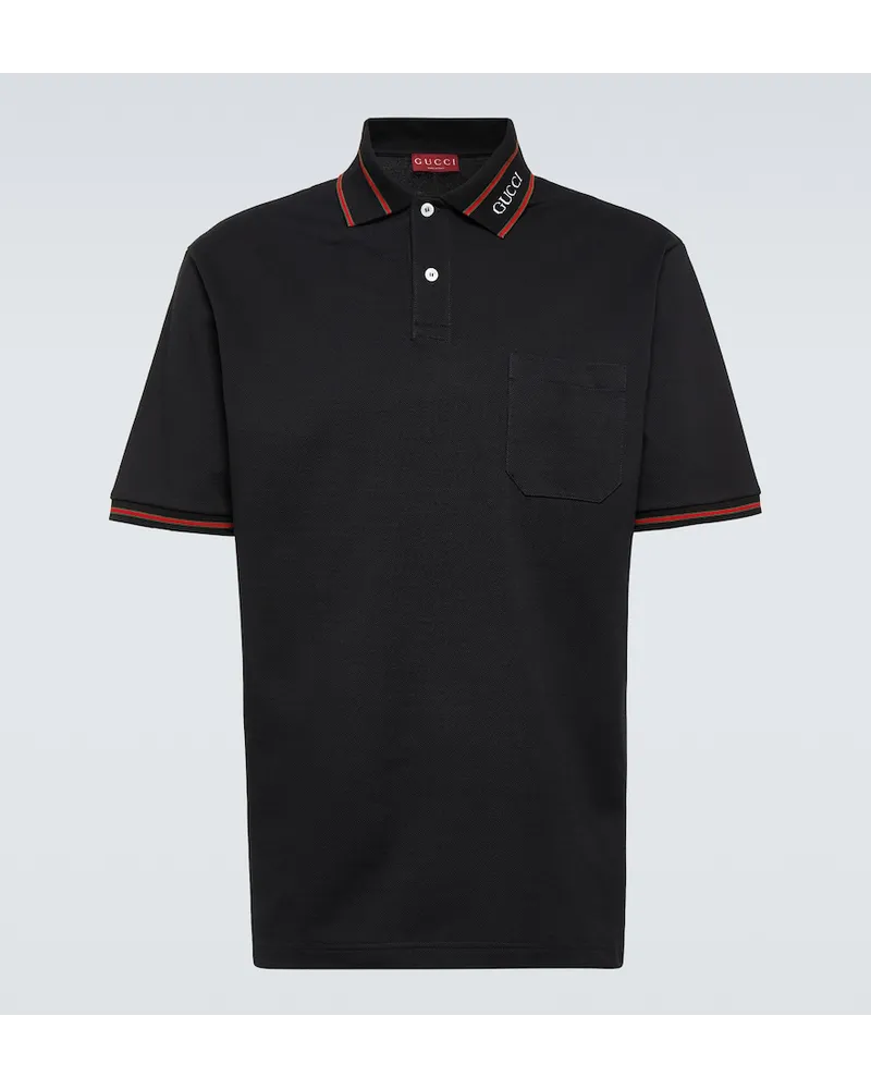Gucci Polo in piquÃ© di misto cotone Nero